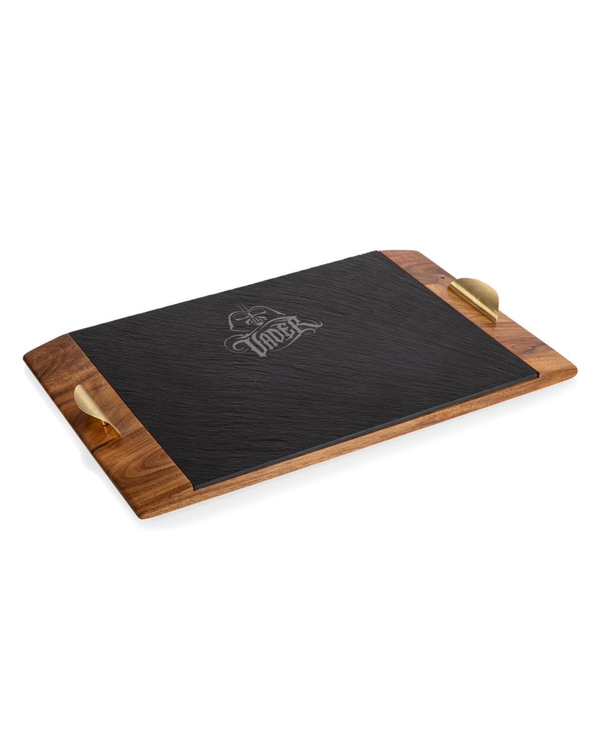 Star Wars Darth Vader Covina Acacia and Slate Charcuterie Board - Acacia Wood Slate Black with Gold Accent
