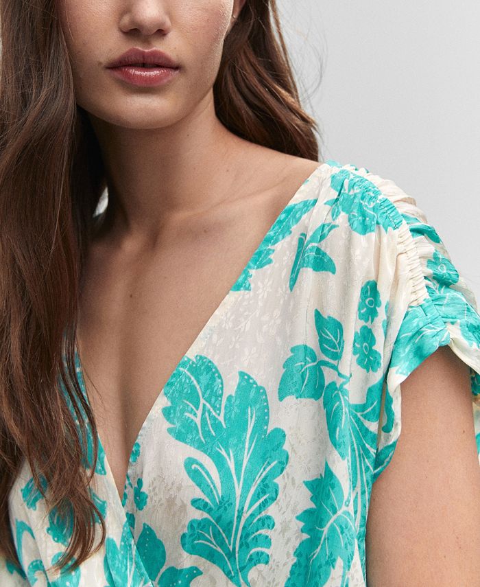 MANGO Women's Wrap Floral Blouse Macy's