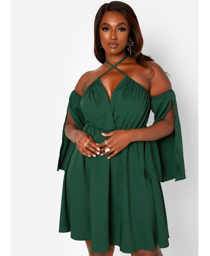 Rebdolls Women's Plus Size Halter Neck Mini Shift Dress - Macy's