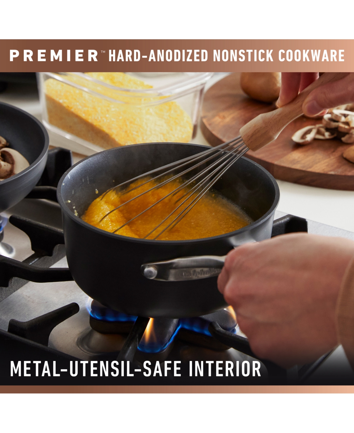 CALPHALON PREMIER HARD-ANODIZED NONSTICK 7 QUART SAUTEUSE WITH LID 
