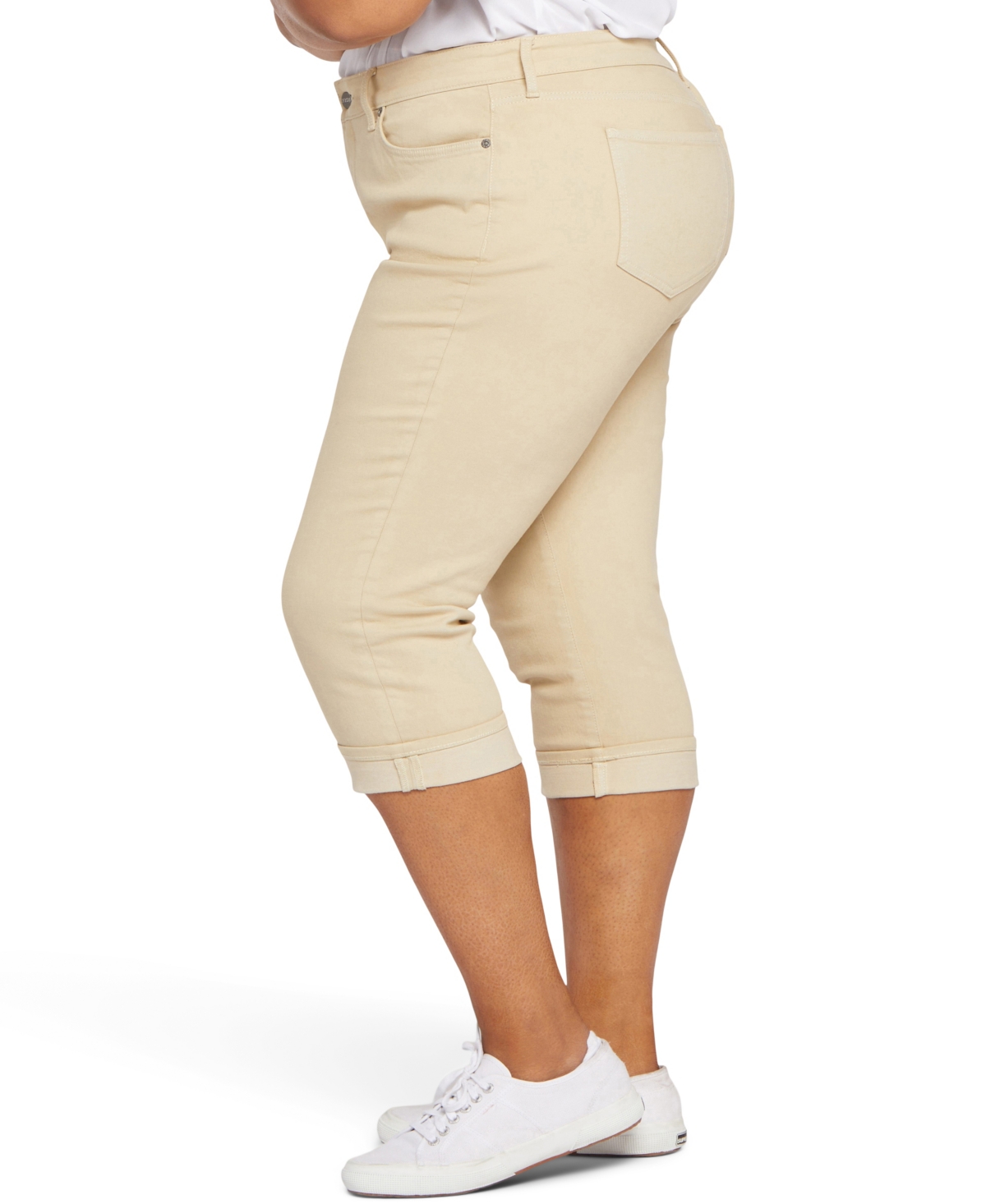 Nydj Plus Size Marilyn Straight Crop Cuff Jeans In Butter