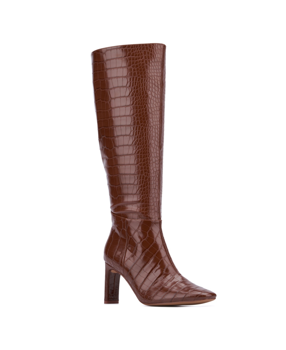 Women's Isabelle - Croc Embossed Boots - Wine croc