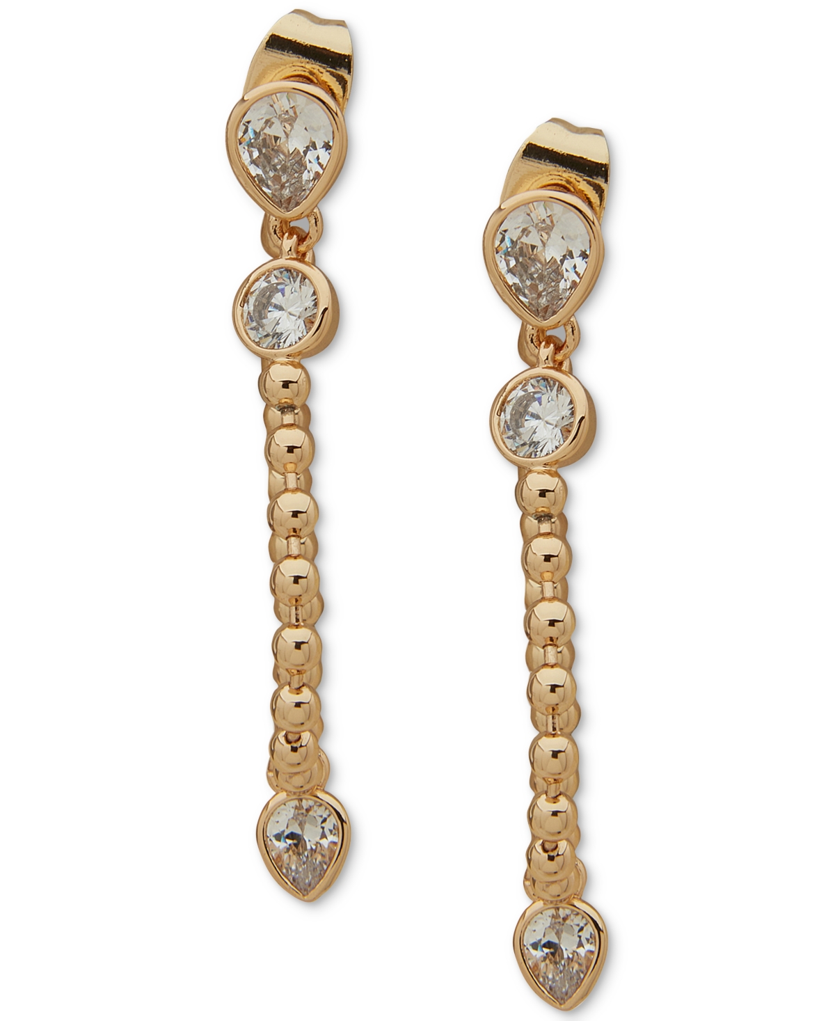 Anne Klein Gold-tone Crystal & Bead Front-to-back Earrings