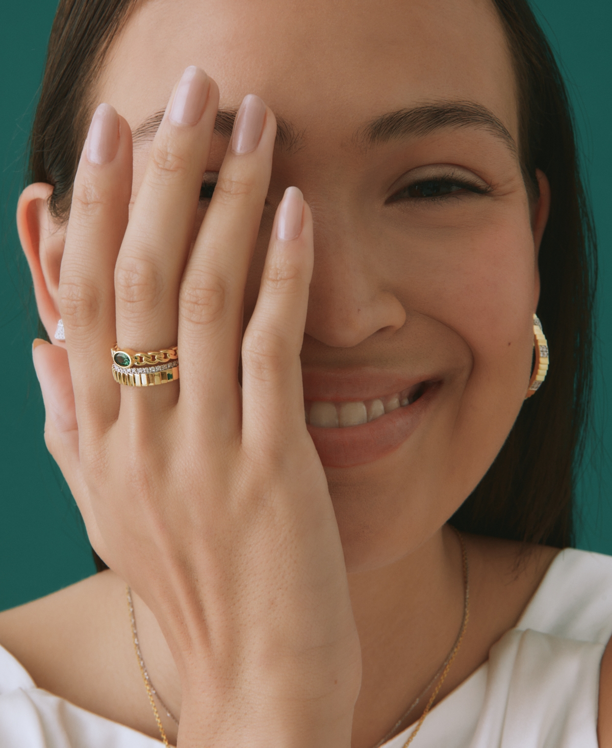 Audrey by Aurate Green Tourmaline Chain Link Ring (1/2 ct. t.w.)  Created for Macy's - Gold Vermeil