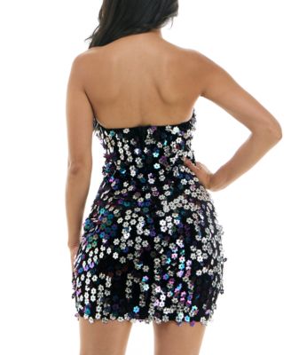 B Darlin Juniors' Floral-Sequined Velvet Bodycon Dress - Macy's