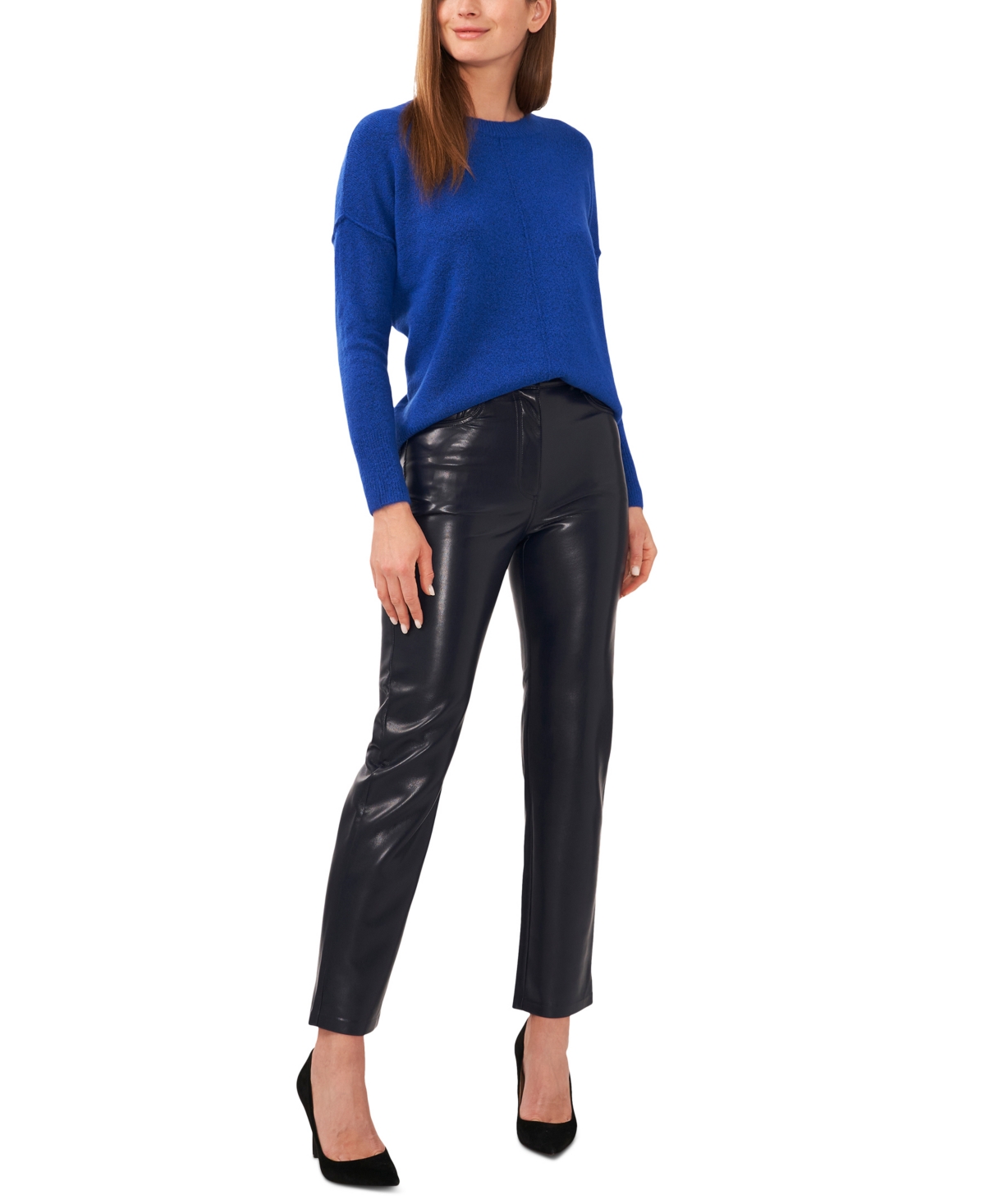 Vince Camuto Women's Cozy Long Sleeve Extend Shoulder Sweater In Blue