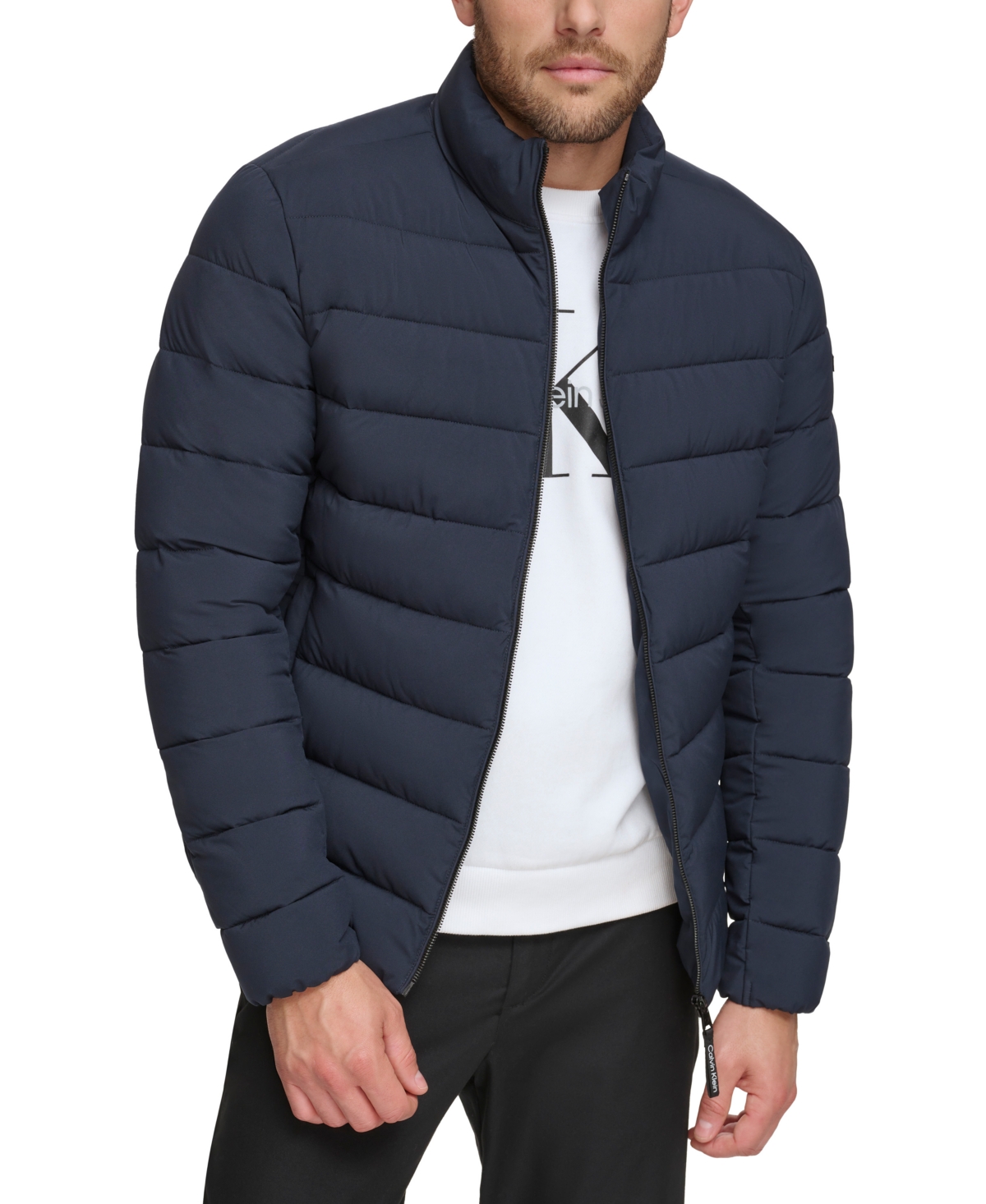 Shop Calvin Klein Men's Quilted Infinite Stretch Water-resistant Puffer Jacket In True Navy