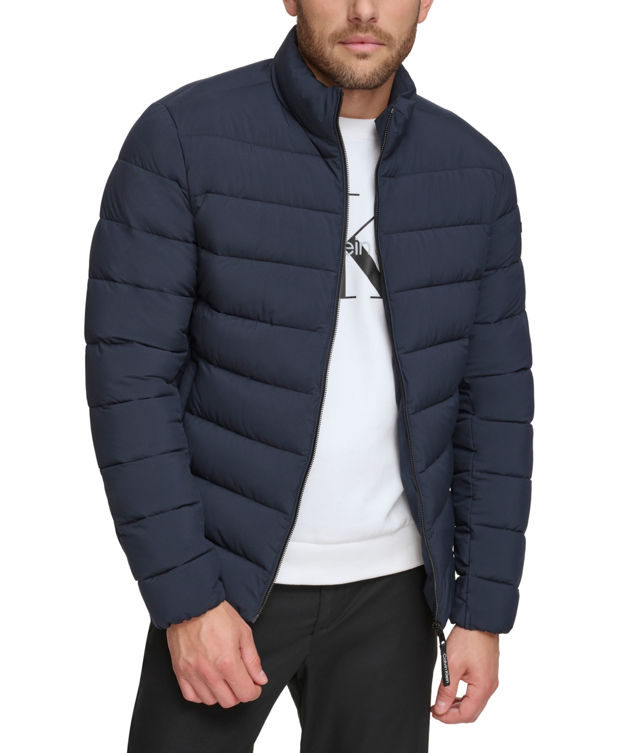 Calvin Klein Men's Quilted Infinite Stretch Water-resistant Puffer Jacket In True Navy