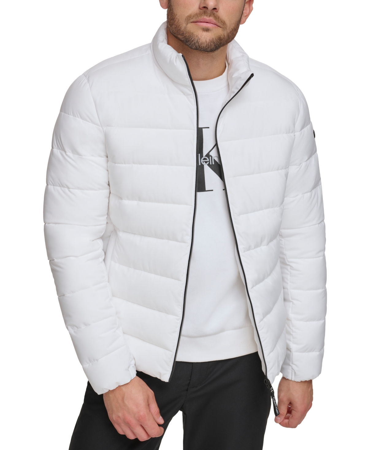 Shop Calvin Klein Men's Quilted Infinite Stretch Water-resistant Puffer Jacket In White