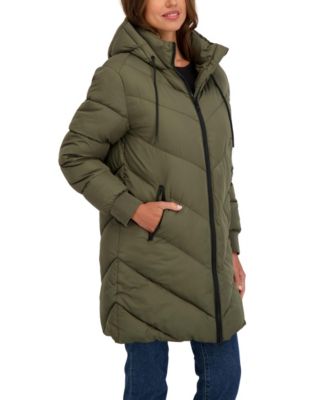 Juniors' 3/4 Puffer Jacket with Hood