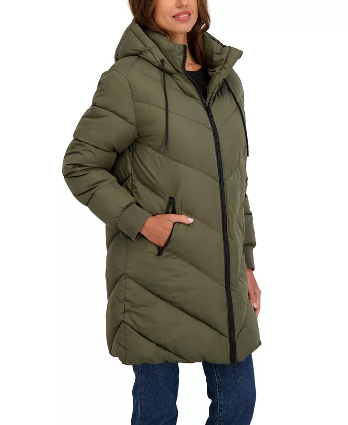 Juniors' 3/4 Puffer Jacket with Hood - thumbnail 3