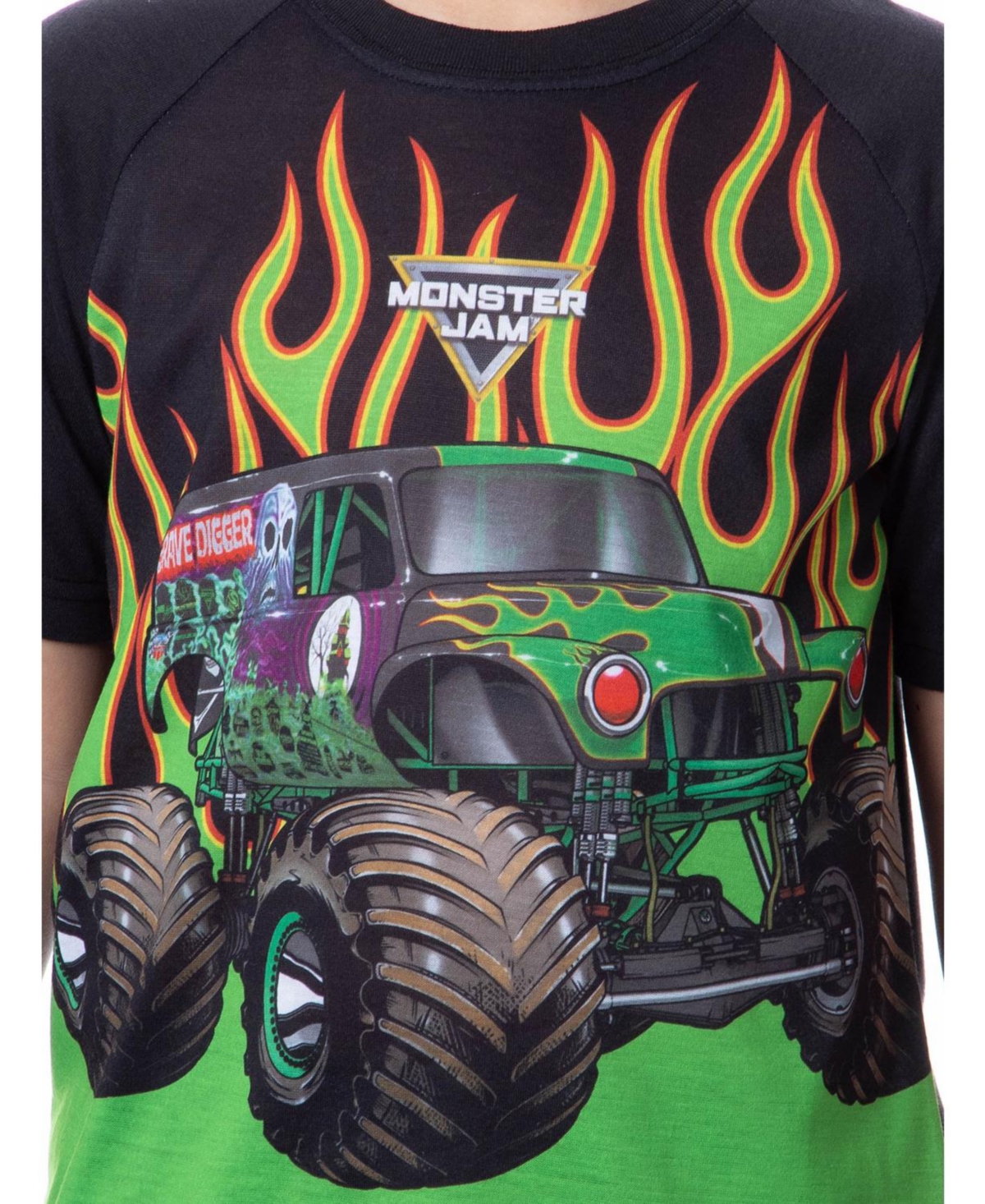 Monster Jam Boys Grave Digger Truck Sleep Pajama Set