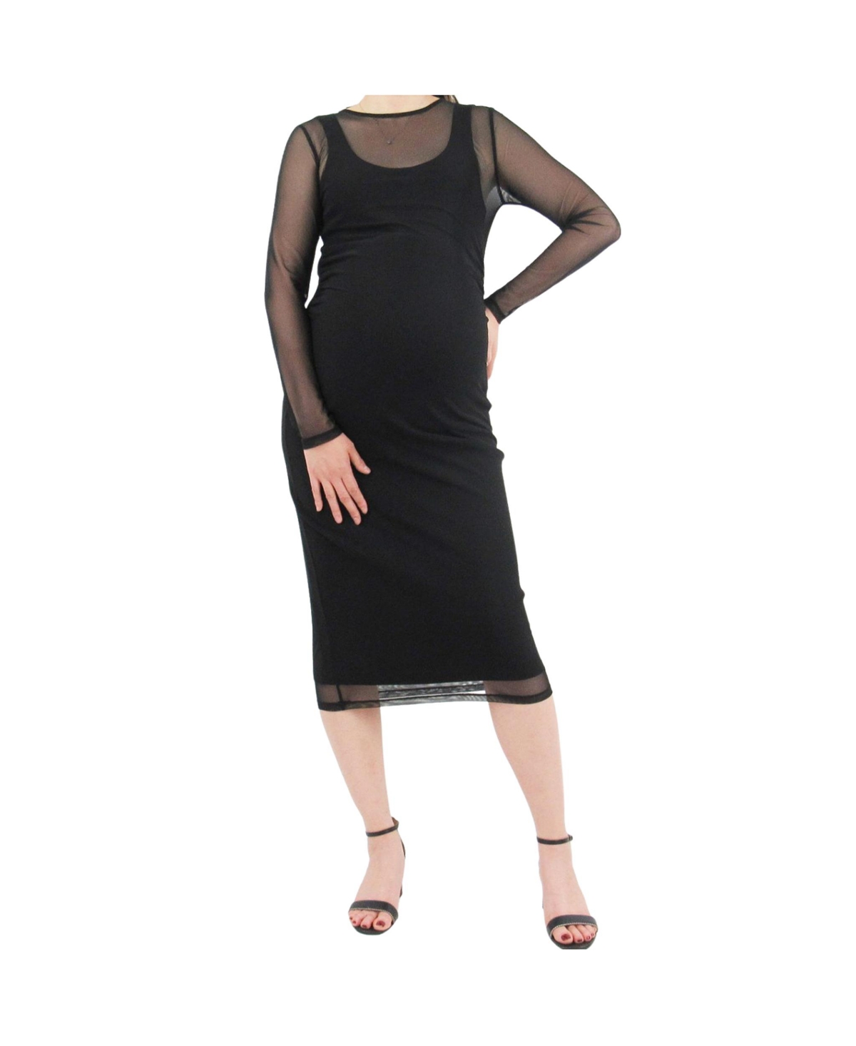 INDIGO POPPY MATERNITY BLACK DRESS