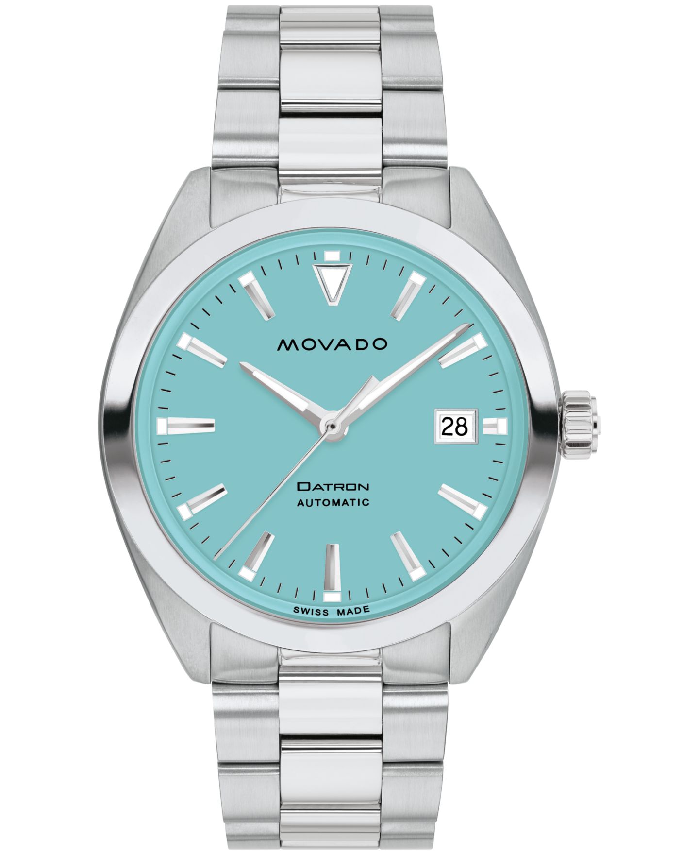 Мужские часы Movado Datron Swiss Auto Silver Tone Stainless Steel Watch 40mm — фото 1