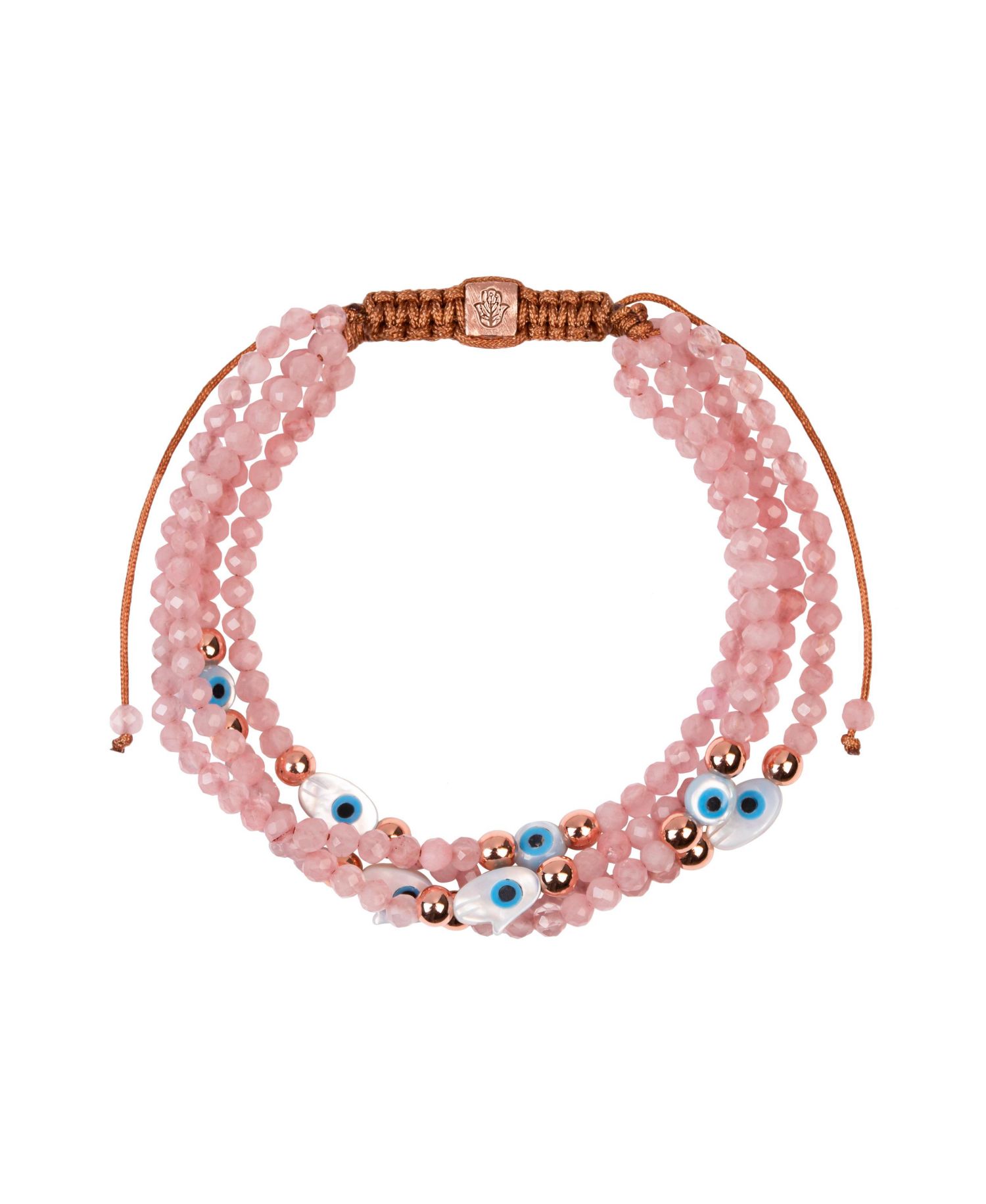Rose Quartz Evil Eye Hamsa Charm Bracelet