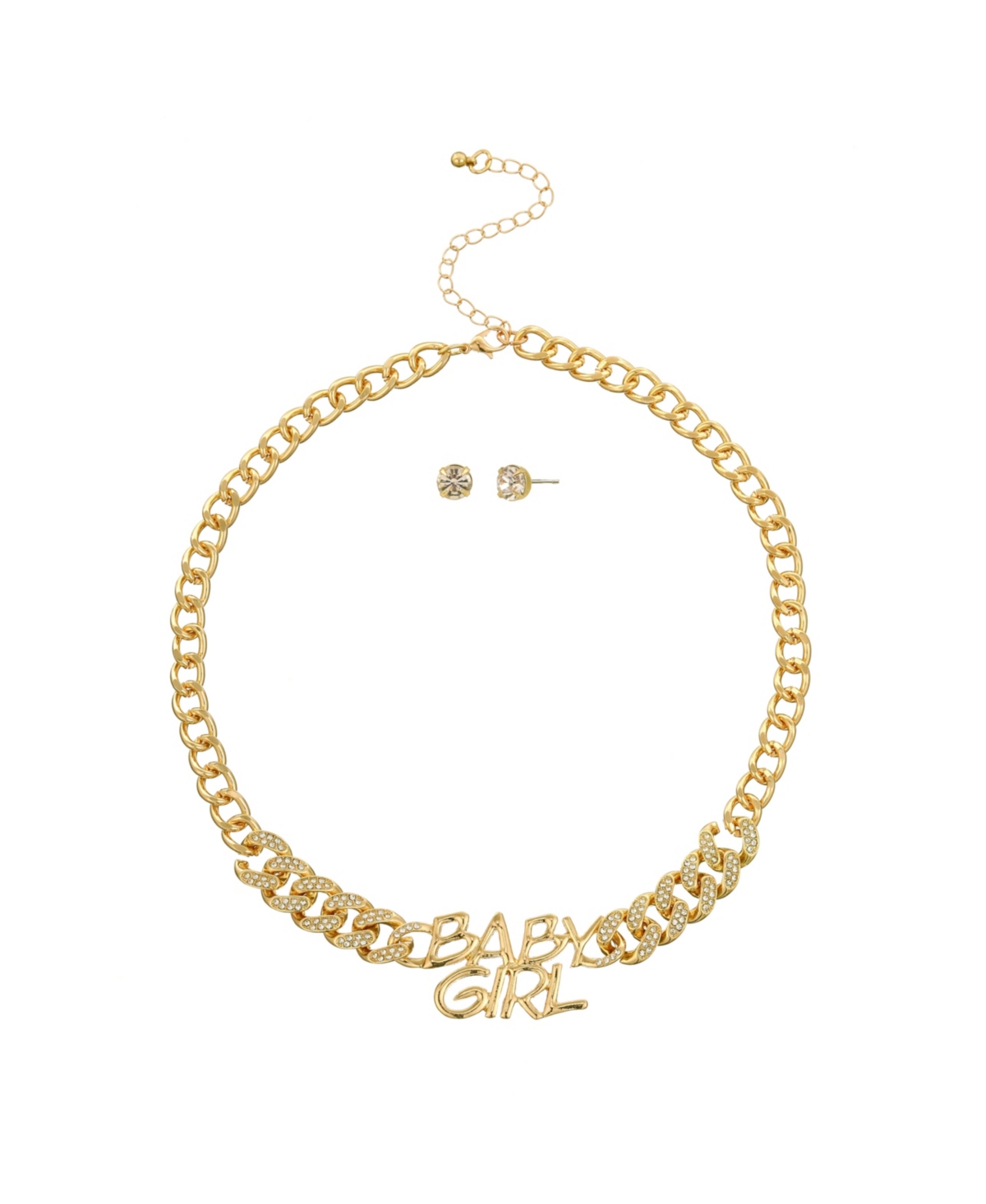 Babygirl Necklace And Earring Set - Gold