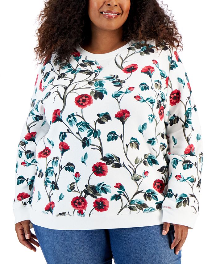 Karen Scott Plus Size Garden Print Sweatshirt Created for Macy s