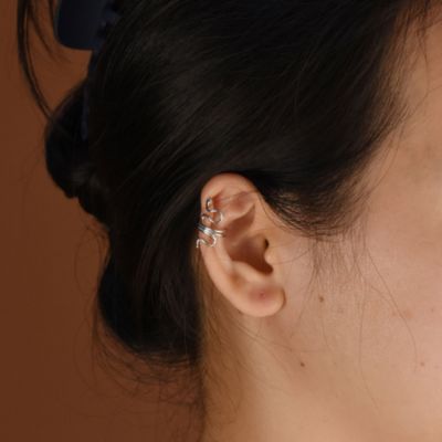 Helix Climber Crawler Snake Serpent Clip On Wrap Wire Cartilage Lobe Ear Cuff Earrings .925 Sterling Silver