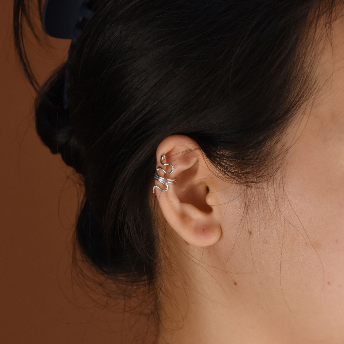 Bling Jewelry Helix Climber Crawler Snake Serpent Clip On Wrap Wire Cartilage Lobe Ear Cuff Earrings .925 Sterling Silver