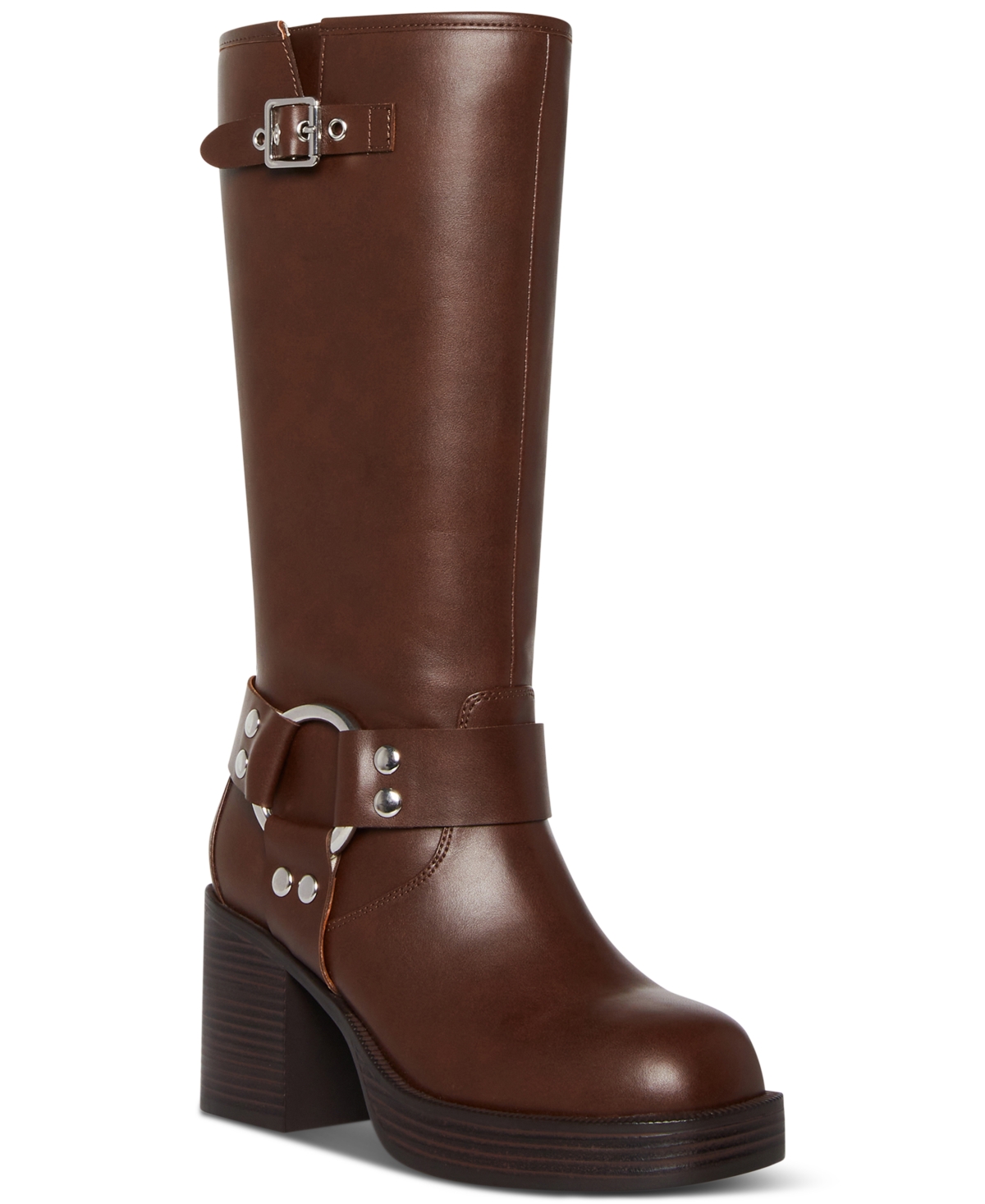 Madden Girl Touring Harness-strap Platform Engineer Boots In Brown