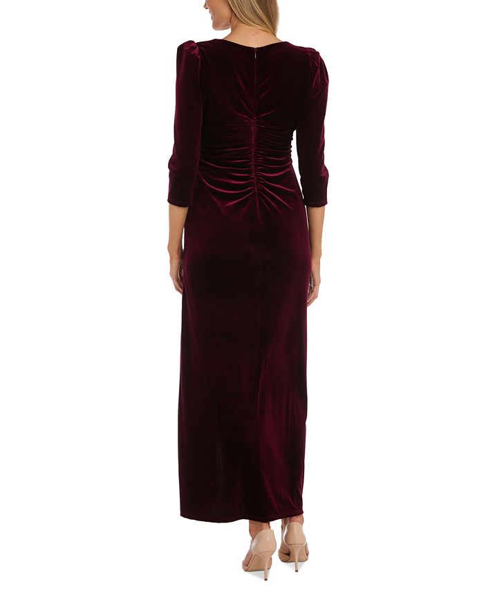 R & M Richards Women's Velvet Embellished Ruched Gown - Macy's