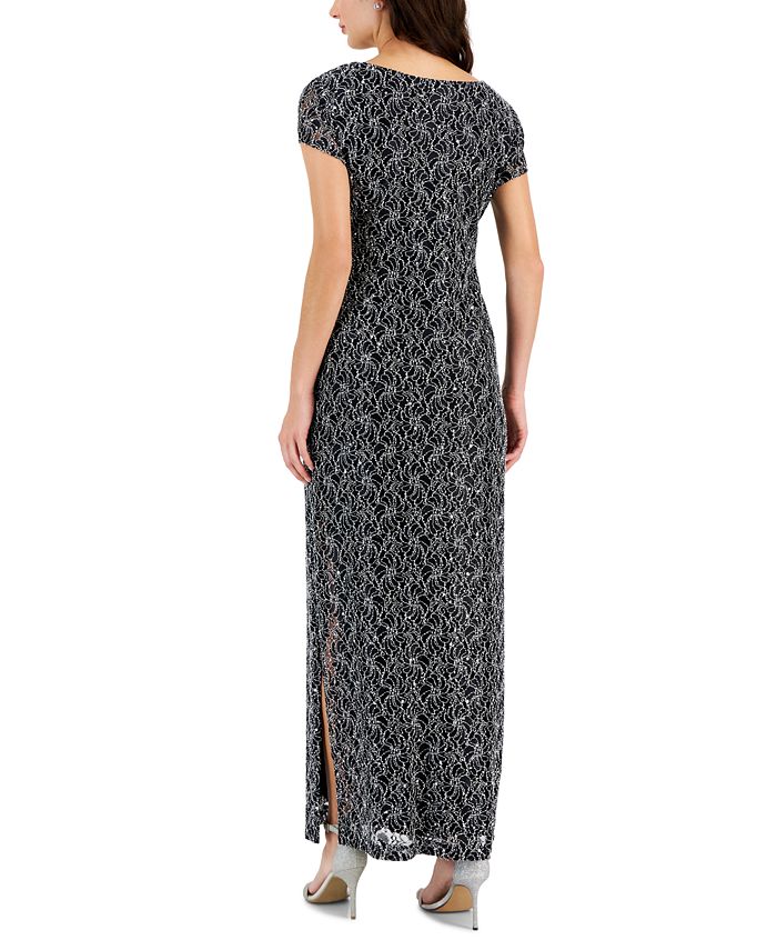 Connected Women's Sequined-Lace Split-Neck Maxi Dress - Macy's