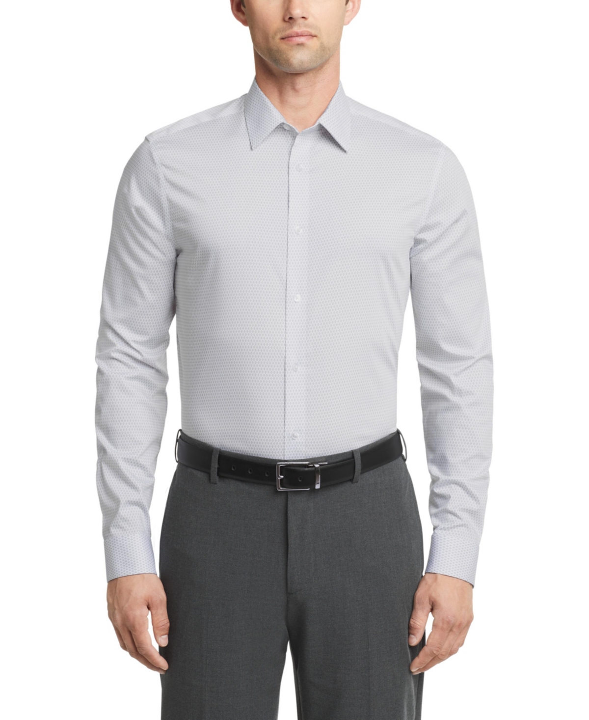 Calvin Klein Men's Steel Slim Fit Stretch Wrinkle Free Dress Shirt In Gray