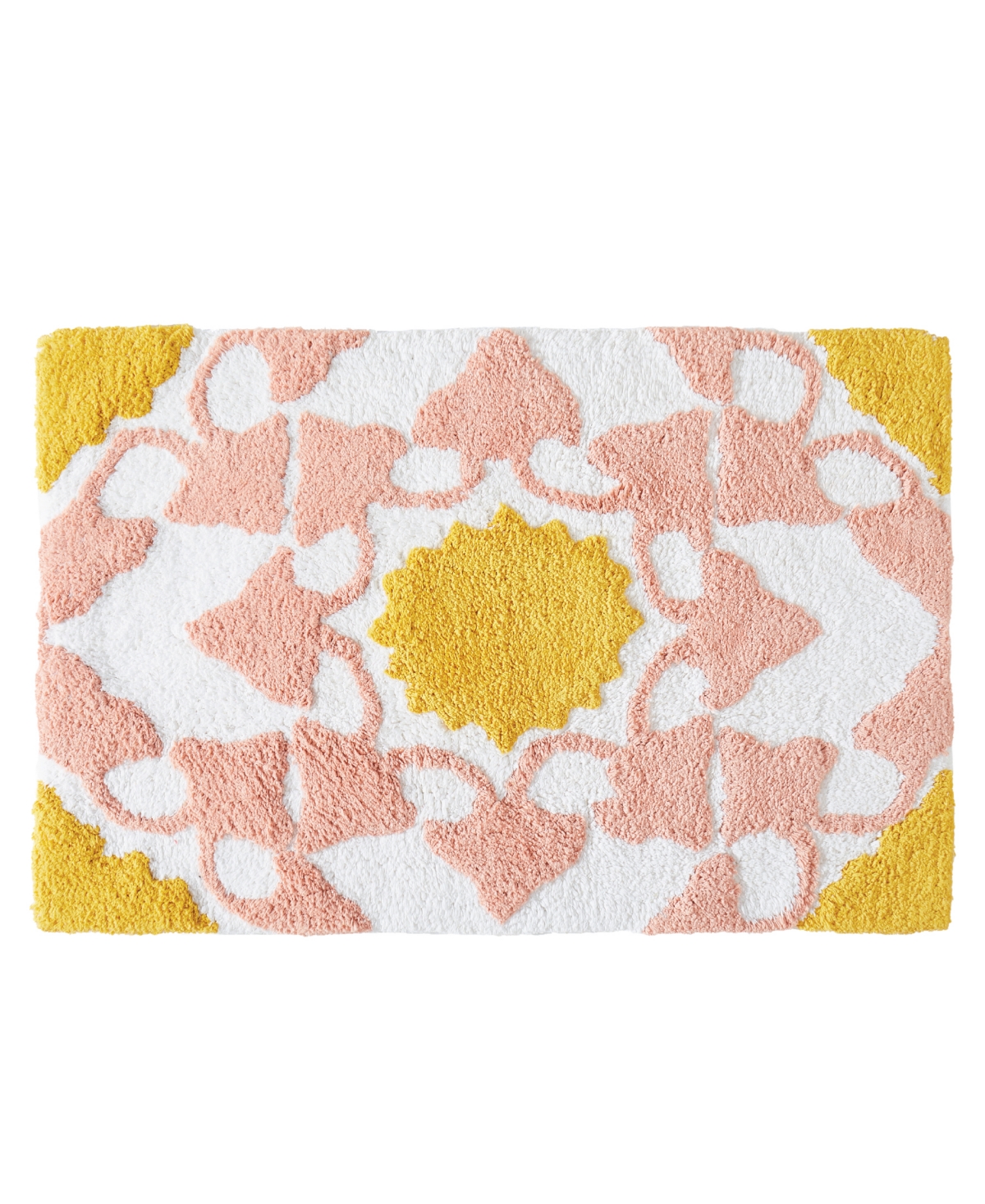 Lorena Cotton Bath Rug, 20" x 32" - Pink, Yellow