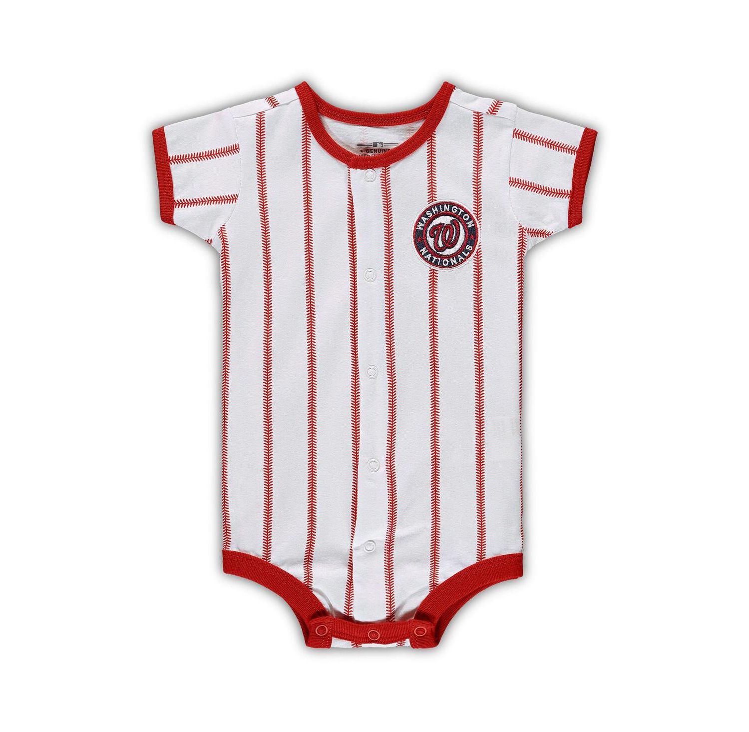 Newborn Boys and Girls White, Red Washington Nationals Power Hitter Short Sleeve Bodysuit