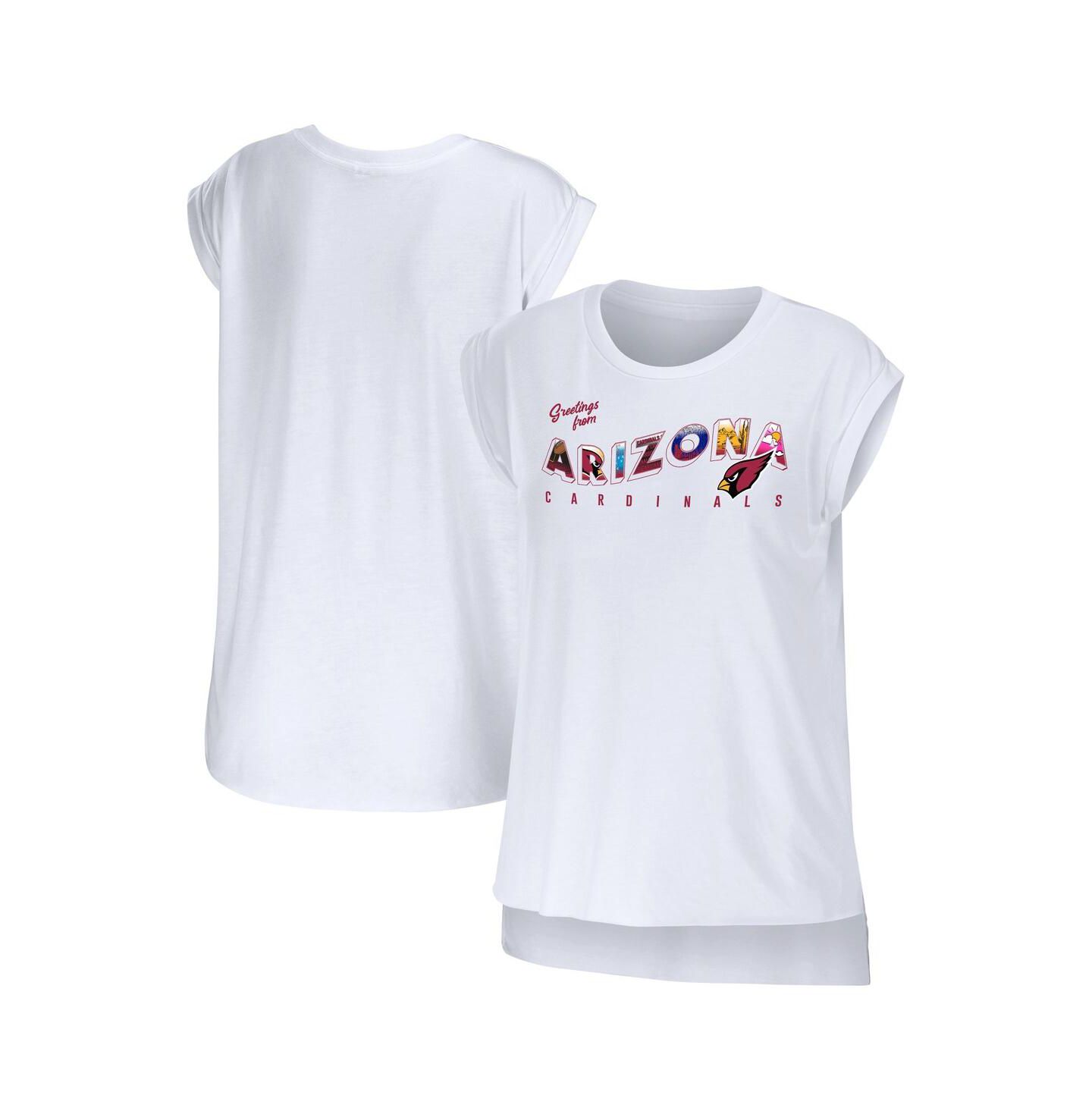 Женская футболка WEAR by Erin Andrews White Arizona Cardinals Greetings From Muscle — фото 1