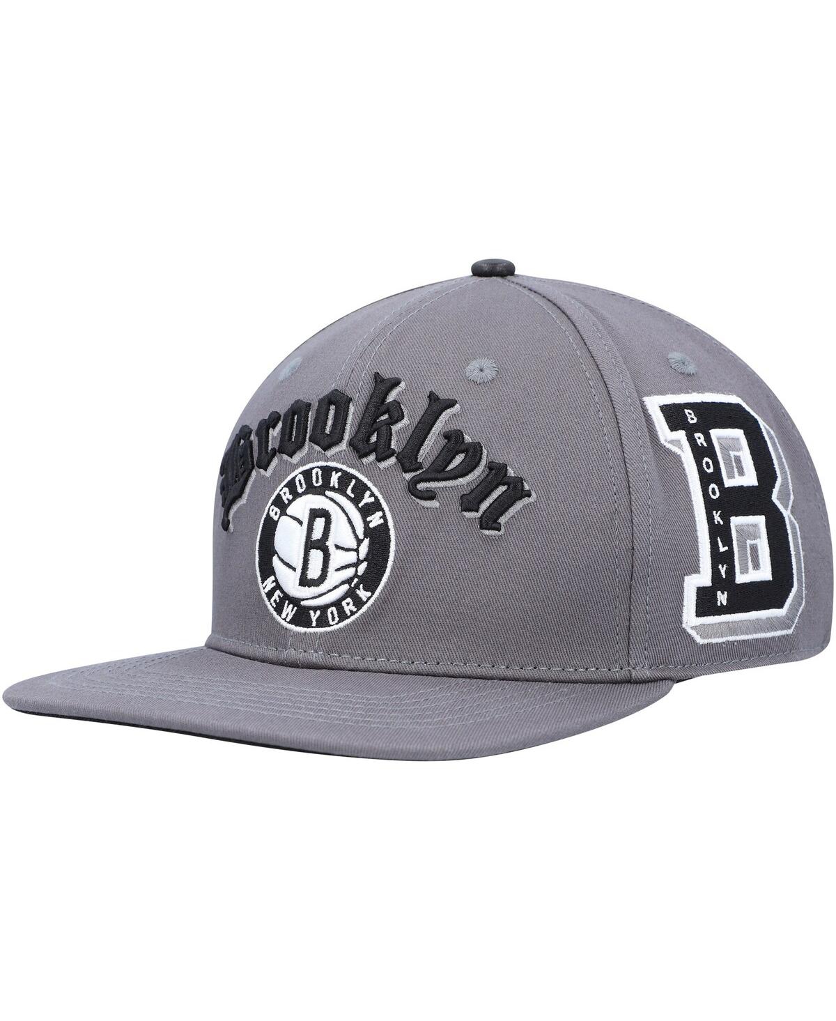 Pro Standard Men's  Gray Brooklyn Nets Old English Snapback Hat