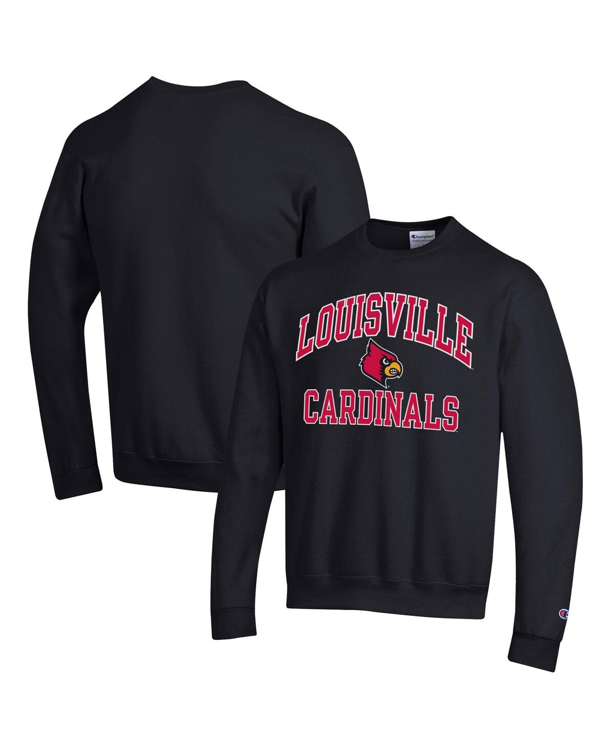 Shop Champion Men's  Black Louisville Cardinals High Motor Pullover Sweatshirt