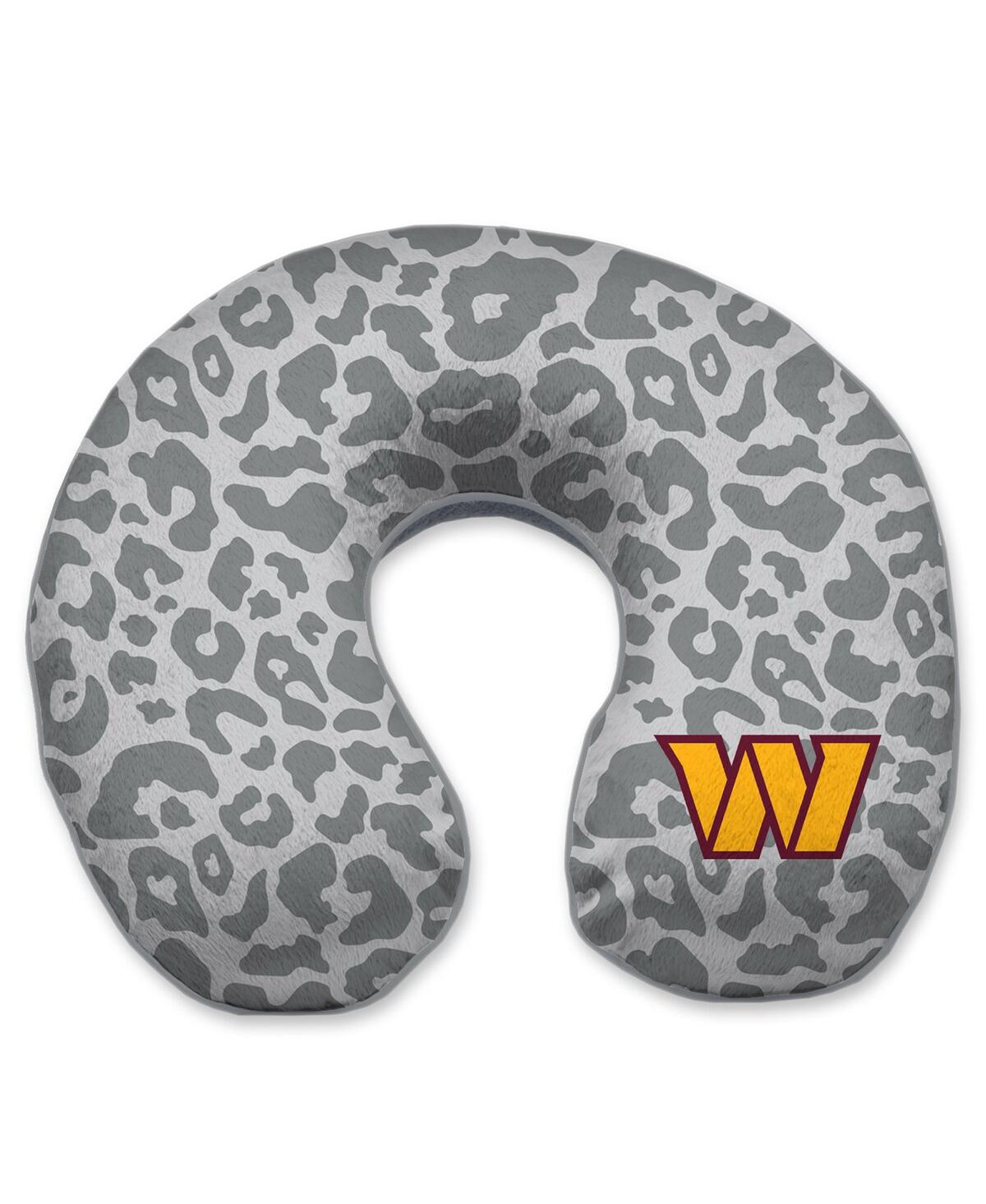 Pegasus Home Fashions Washington Commanders Cheetah Print Memory Foam Travel Pillow In Gray