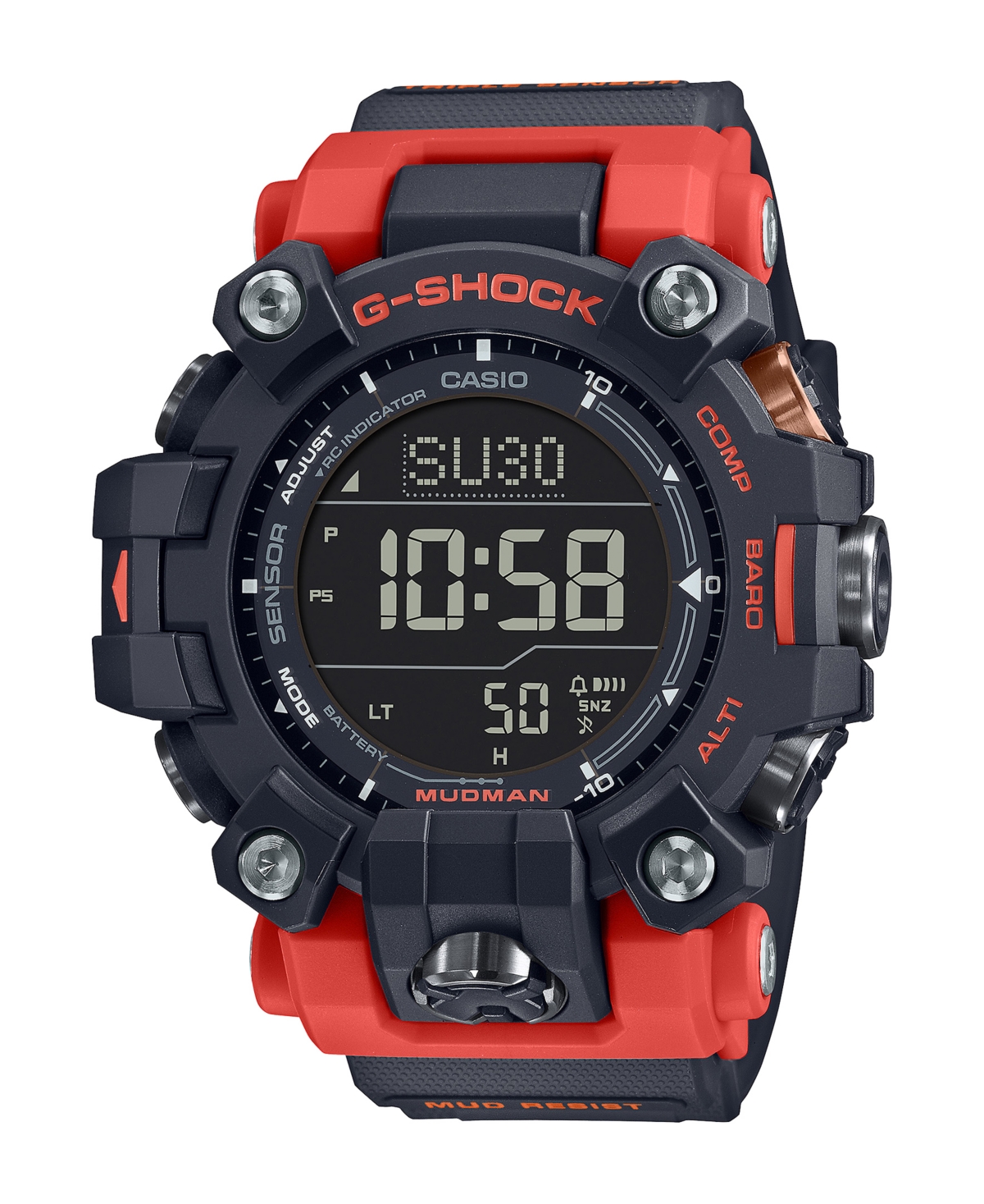 G-shock Men's Digital Gray And Orange Resin Watch, 52.7mm, Gw9500-1a4