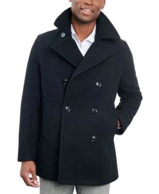 Men Double-Breasted Wool Blend Peacoat