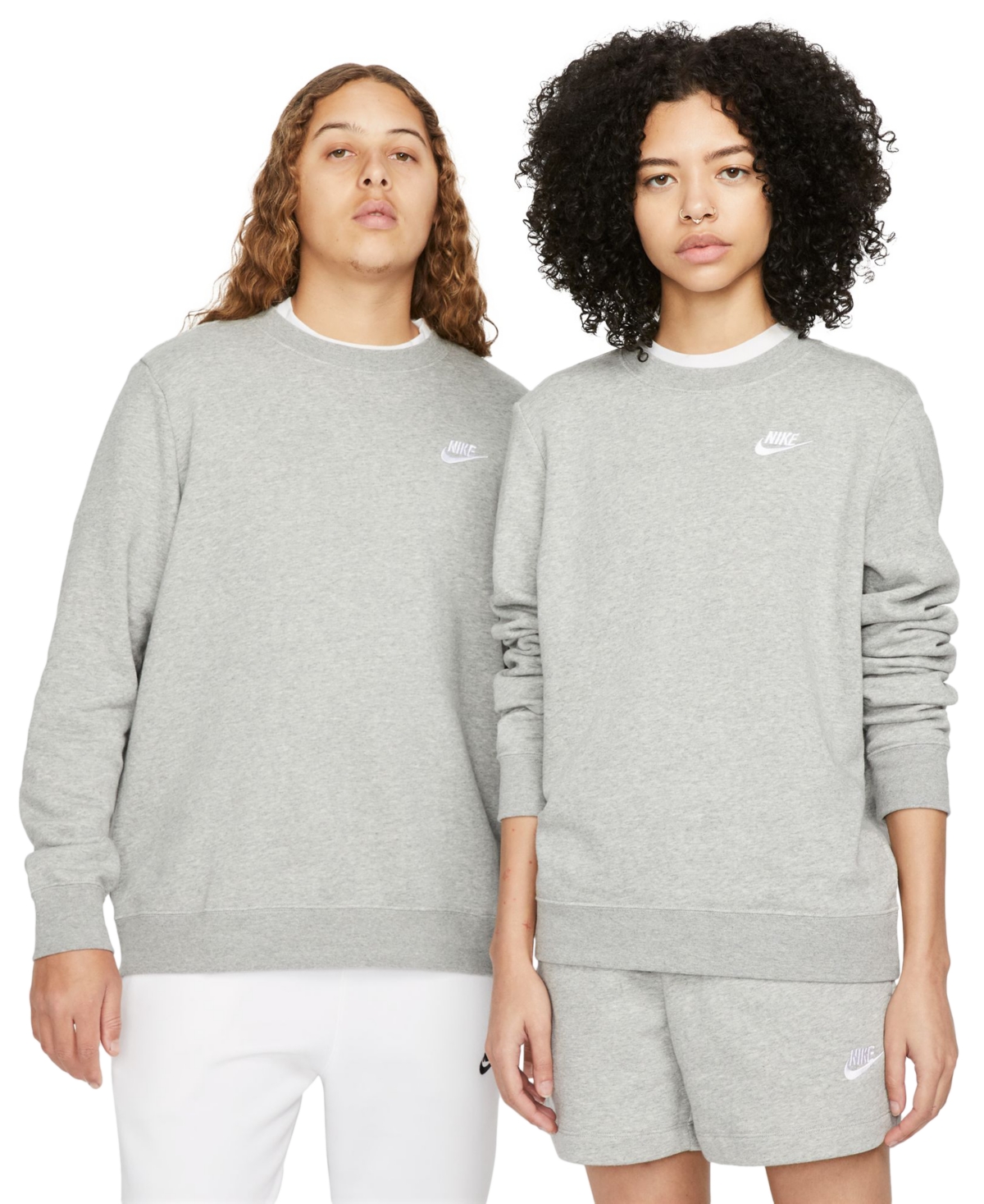 Women's Sportswear Club Fleece Crewneck Sweatshirt - Dark Grey Heather/white
