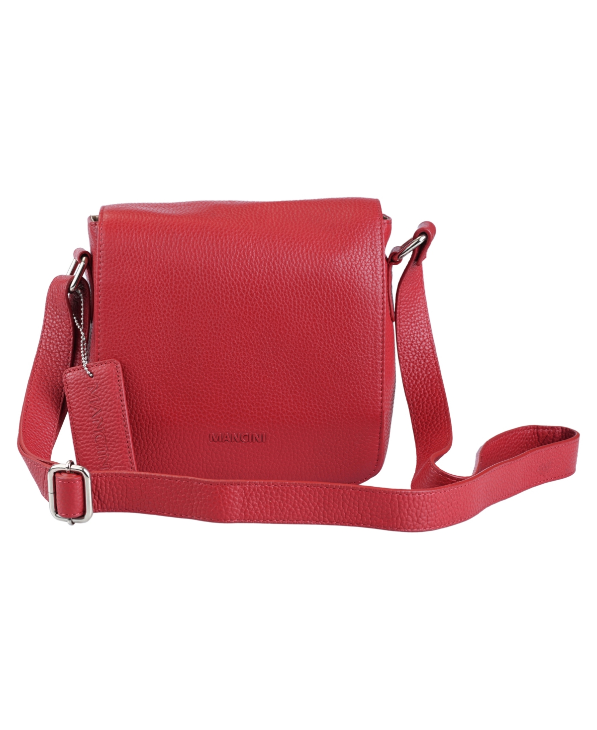 Mancini Pebbled Collection Page Leather Crossbody Bag In Red