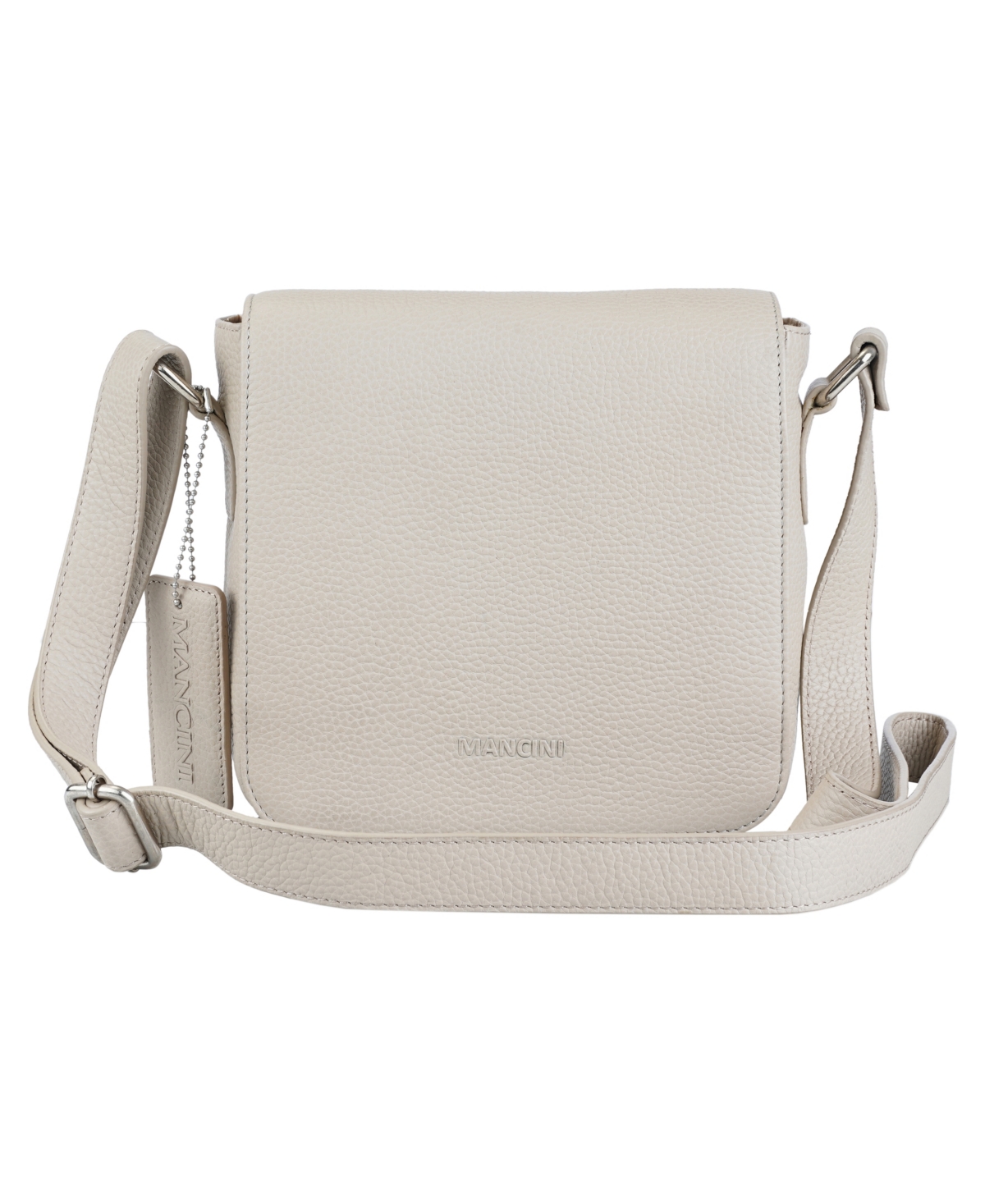 Mancini Pebbled Collection Page Leather Crossbody Bag In Taupe