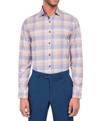 Society of Threads - Men's Taupe Plaid Dress Shirt