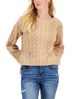 Hippie Rose Juniors Crewneck Cozy Chenille Cable Knit Sweater Macy s