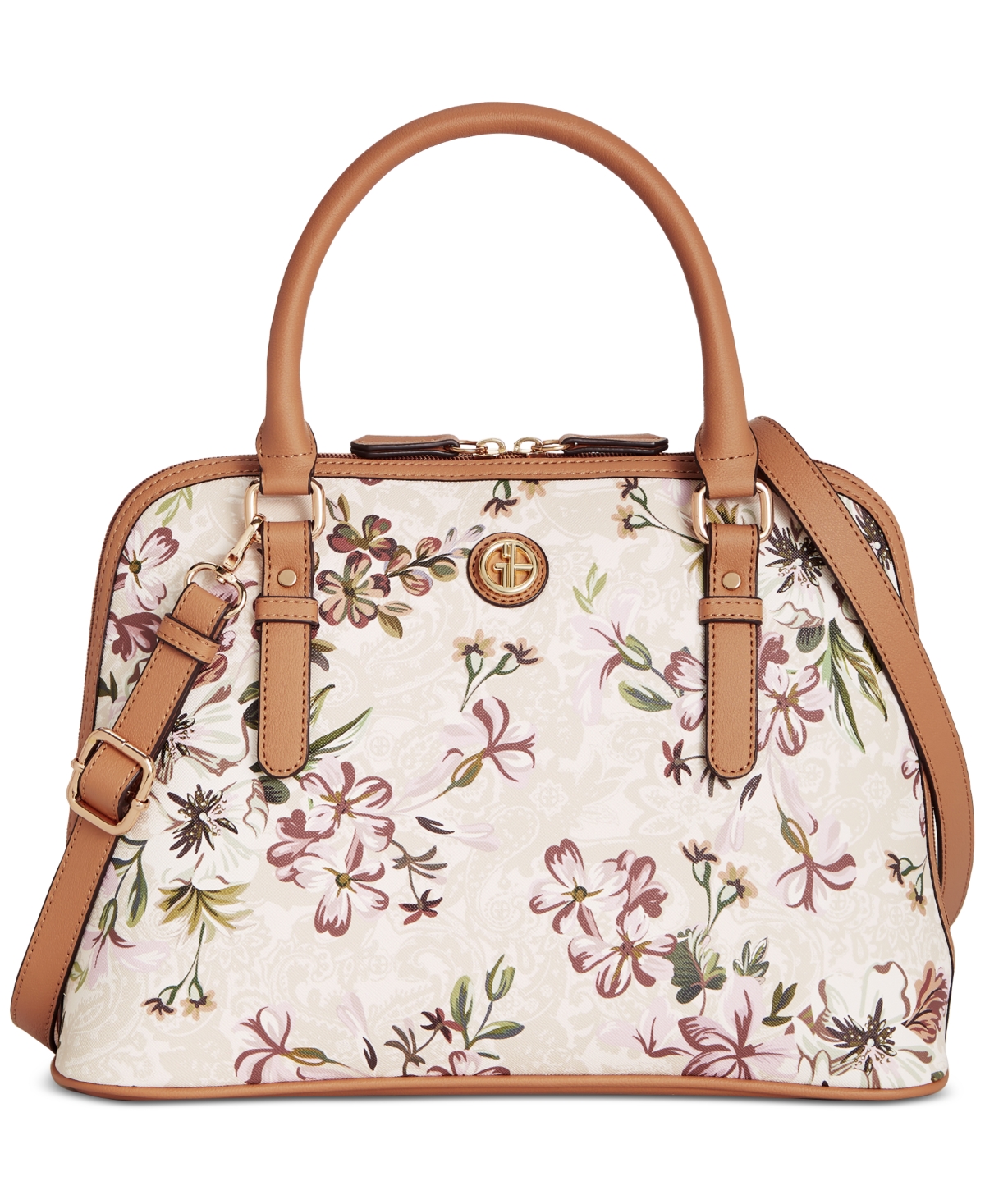 Giani Bernini Floral Dome Satchel, Created For Macy's In Neutral Floral