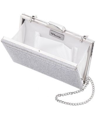 Imitation Pearl and Crystal Minaudiere Clutch