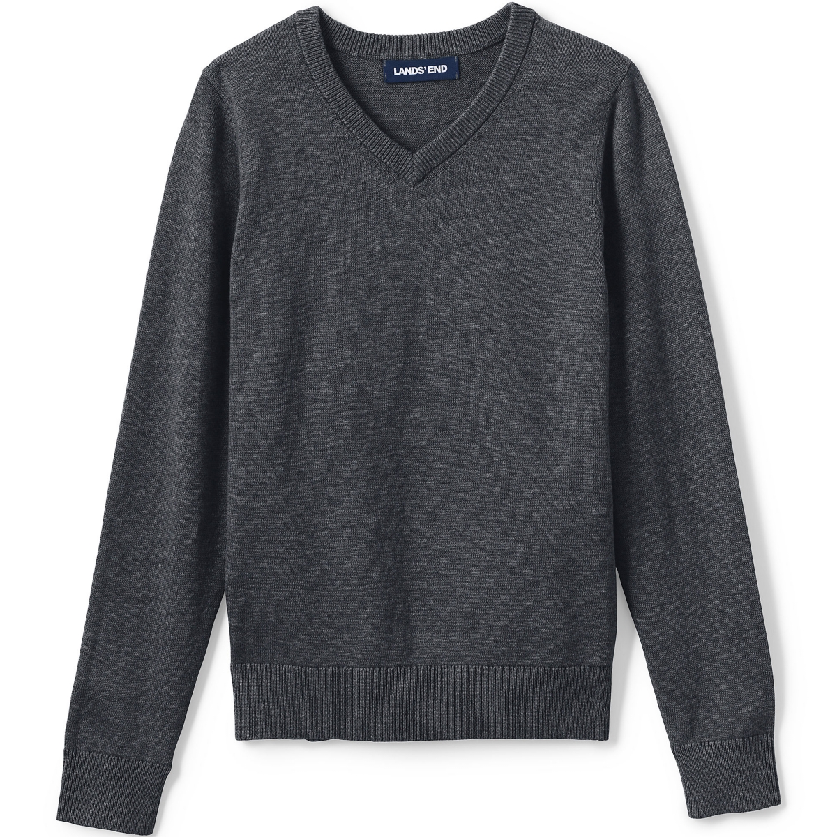 Lands' End Boys School Uniform Cotton Modal Fine Gauge V-neck Sweater