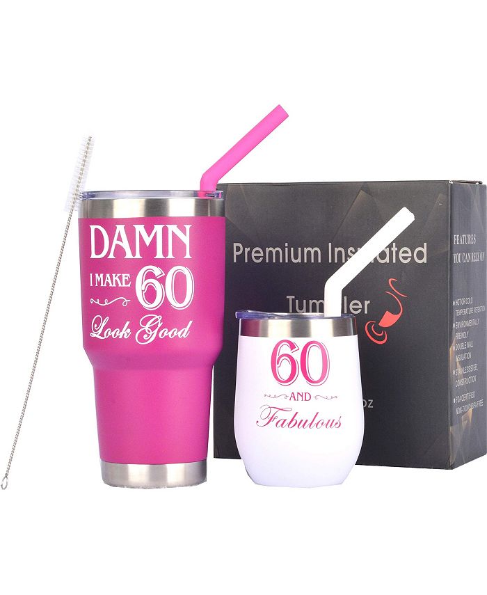 Meant2tobe 60th Birthday Gifts for Women Fabulous 60 Tumbler Set