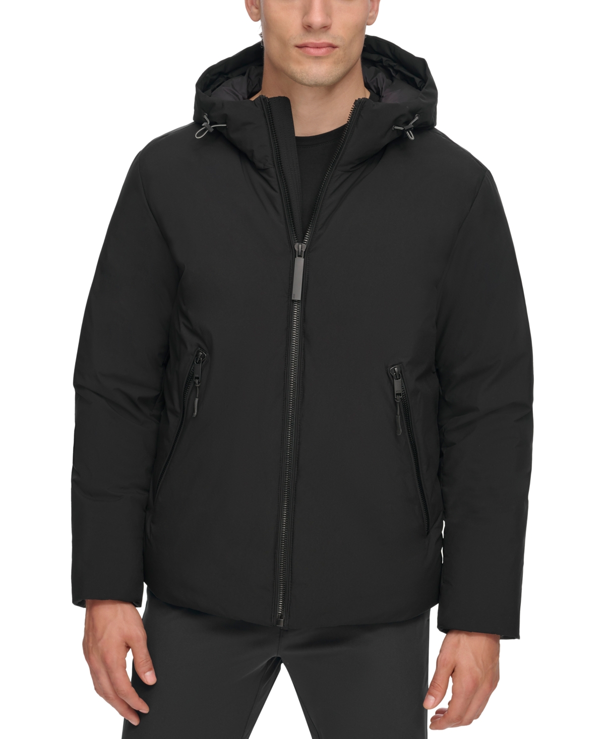 Dkny Men's Hooded Full-zip Jacket In Black