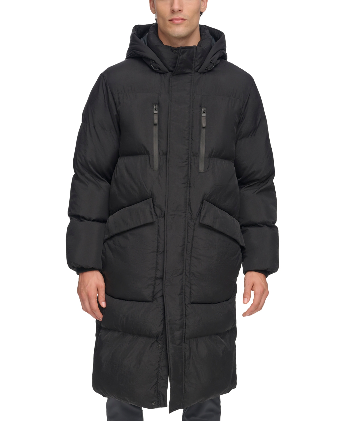 Men's Quilted Hooded Duffle Parka - Black
