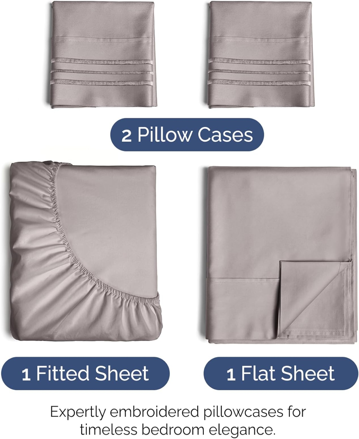 Cgk Unlimited 4 Piece Deep Pocket Microfiber (Muted, Vibrant, Heathered) Sheet Set -