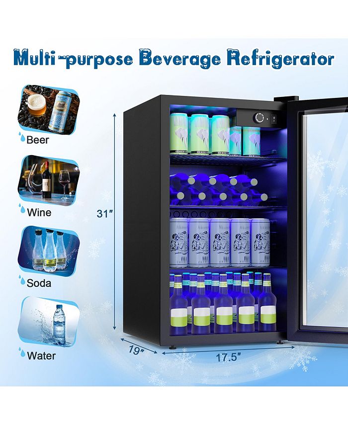 Costway 120 Can Beverage Refrigerator Beer Wine Soda Drink Cooler Mini