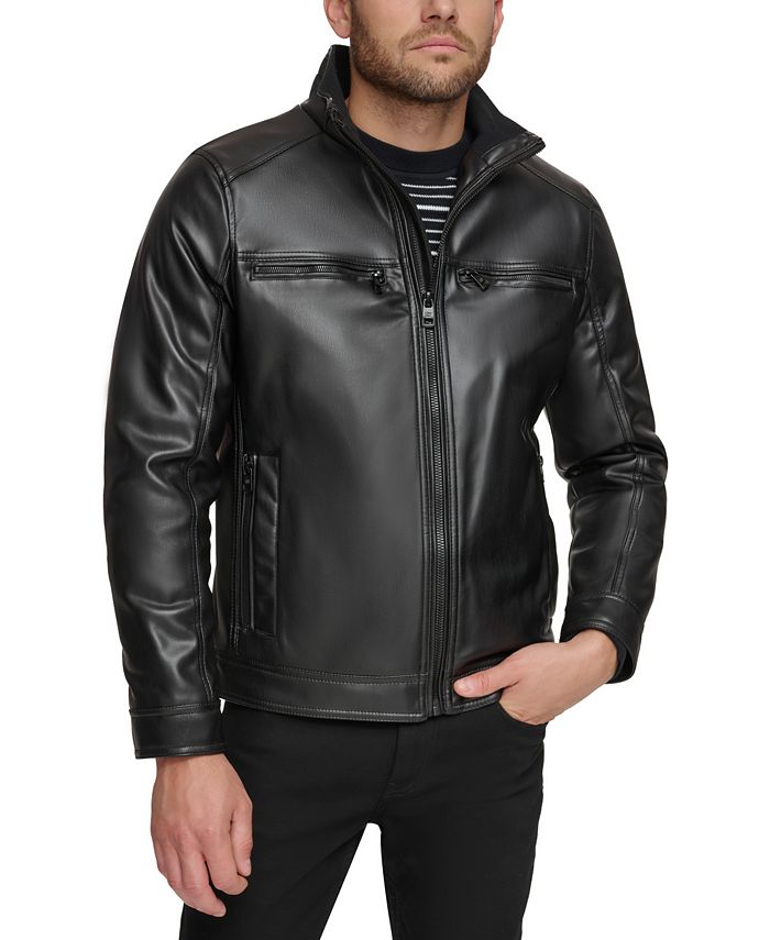 Men Black Motorcycle Genuine Leather Jacket with Shoulder Pads - Leather  Skin Shop
