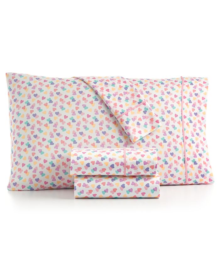 Charter Club Kids Tossed Hearts 4Pc. Cotton Sheet Set, Queen, Created